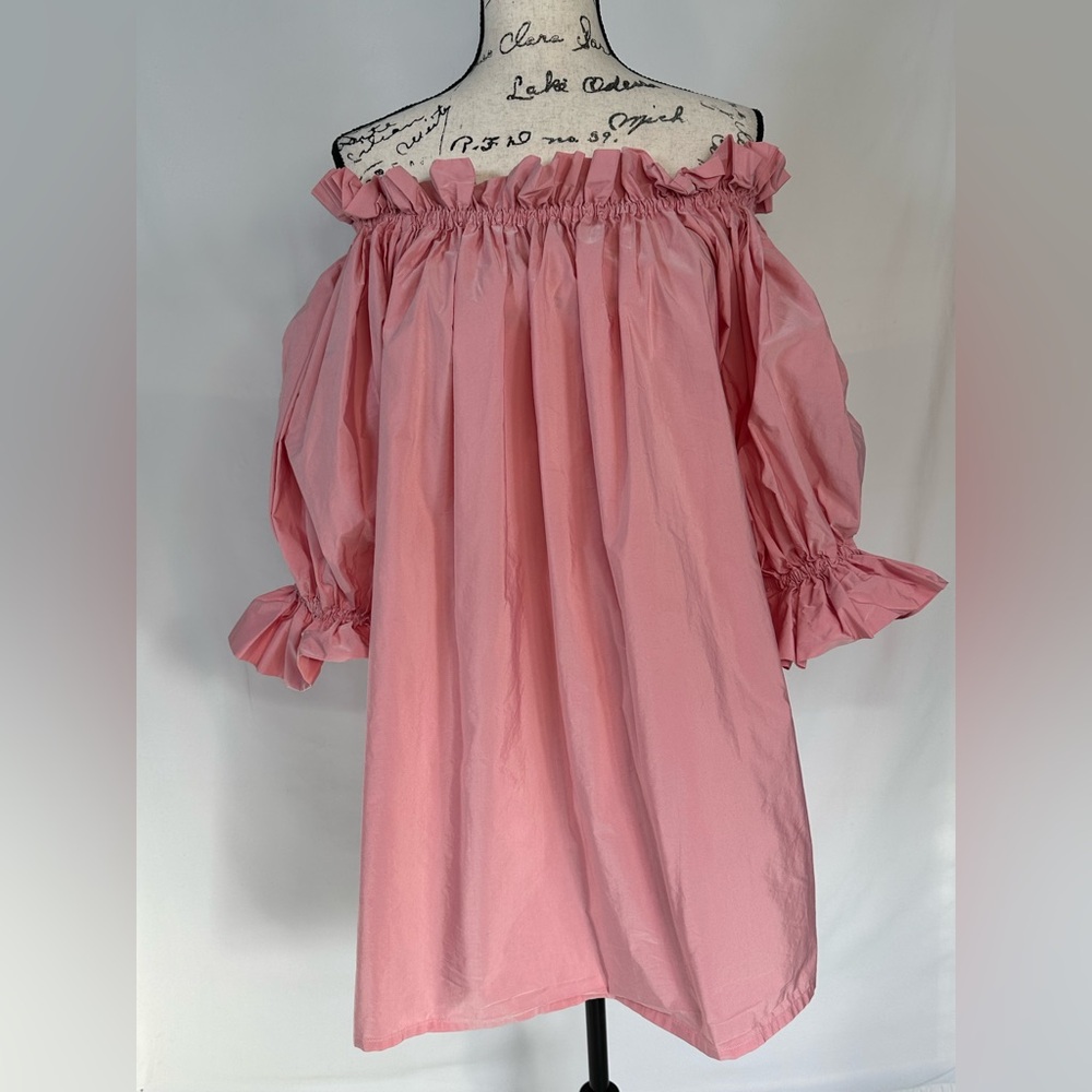 Monica Mahoney Fancy Caroline Puff Sleeve Babydoll Dress Pink Taffeta Party OS